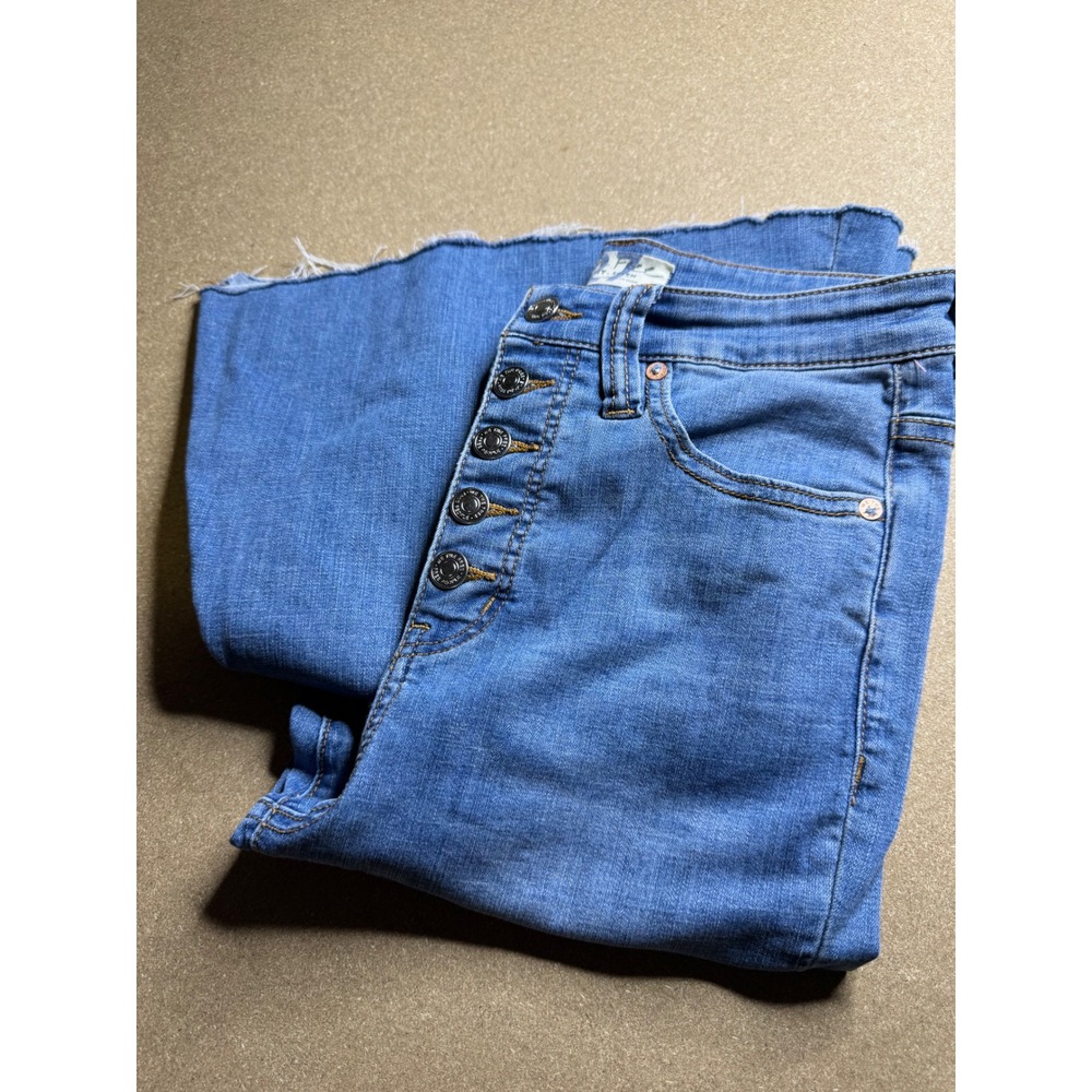 Free People We The Free Just Float On Flare Jeans Blue High Rise Button Fly 27